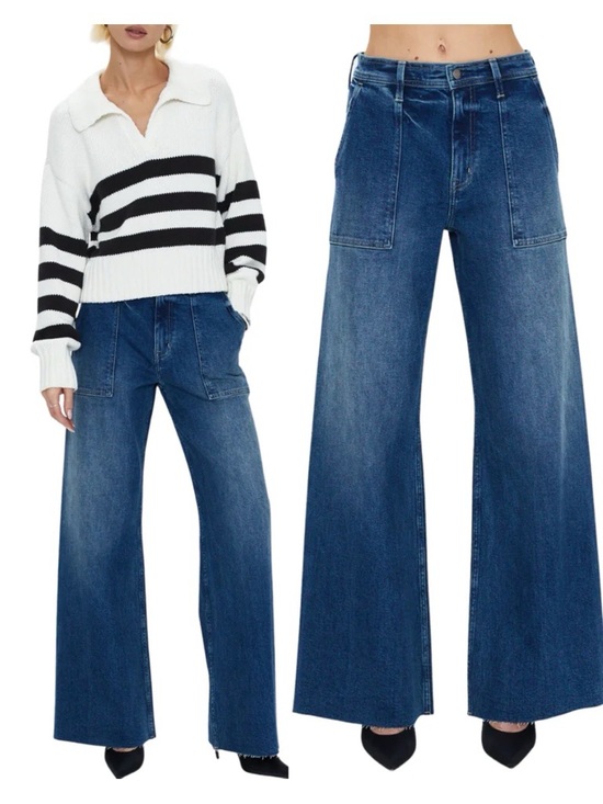 pistola Denim - Pistola • Penny Utility High Rise Wide Leg jeans in Camden blue stretch curvy